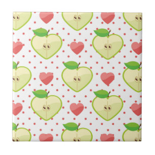 Carreau Pommes de coeur avec le pois et les coeurs roses