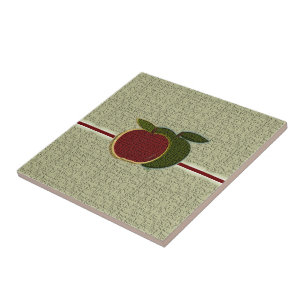 Carreau Pommes texturées Sage rouge vert