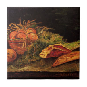 Carreau Pommes, viande et un pain de Vincent van Gogh
