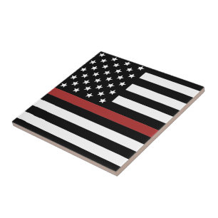 Carreau Pompier Mince Red Line America Drapeau Secourt inc