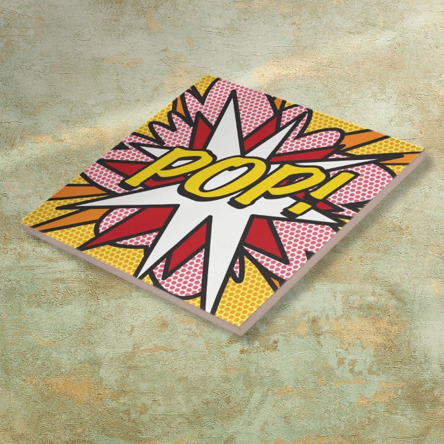 Carreau POP Fun Rétro Bande Dessinée Pop Art (POP Fun Retro Comic Book Pop Art Ceramic Tile)