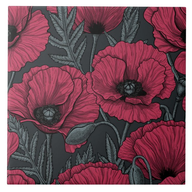 Carreau Poppies à Viva Magenta (Devant)