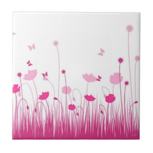 Carreau Poppies minimalistes roses et blanches prègnent fl