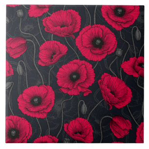 Carreau Poppies rouges