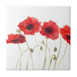 Carreau Pops fleurs rouges aquarelle nature florale mignon