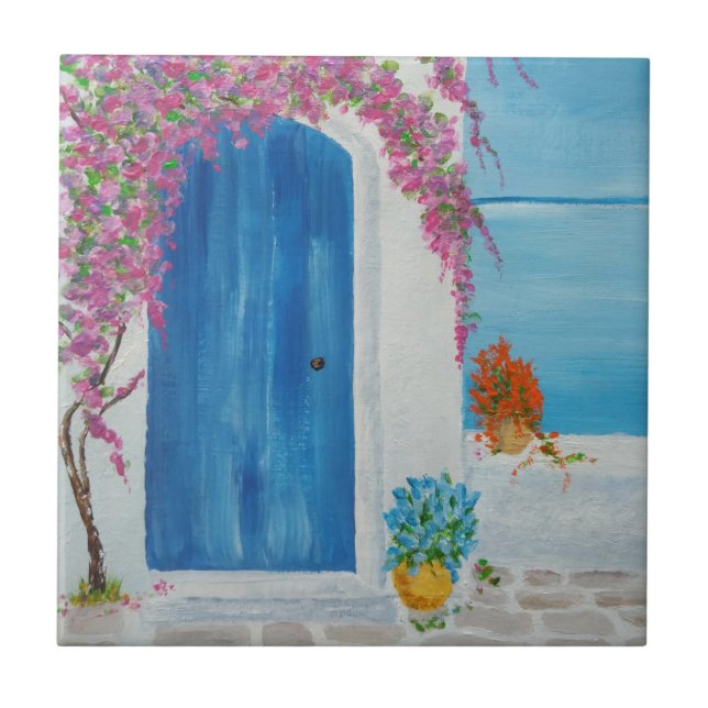 Carreau Porte bleue grecque (Devant)