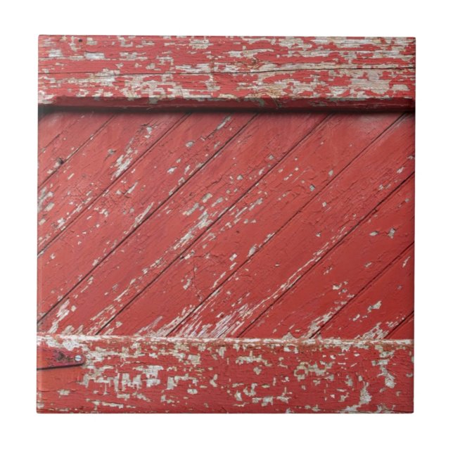Carreau Porte de grange en bois peinte par rouge (Devant)