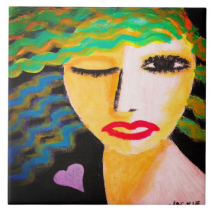 Carreau Portrait abstrait du cœur d'une femme