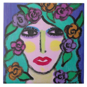 Carreau Portrait Abstrait d'une femme