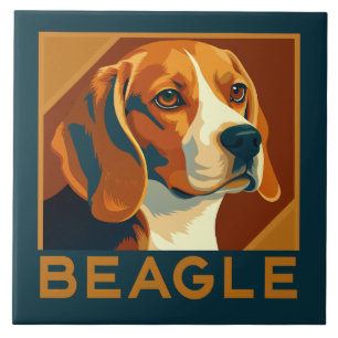 Carreau Portrait Beagle classique Style rétro