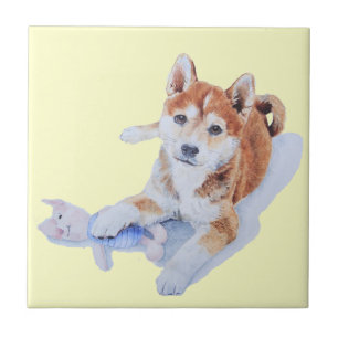 Carreau portrait d'animal de compagnie peinture de chiot m
