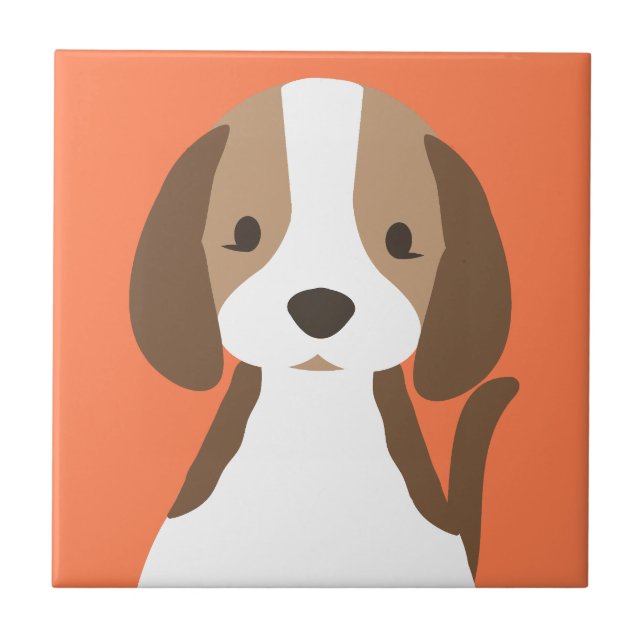 Carreau Portrait de chien marron et blanc mignon (Devant)