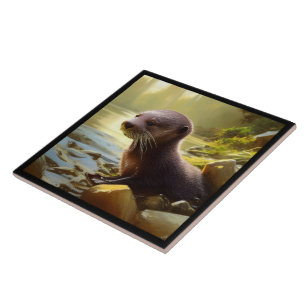 Carreau Portrait de la faune de Baby Otter