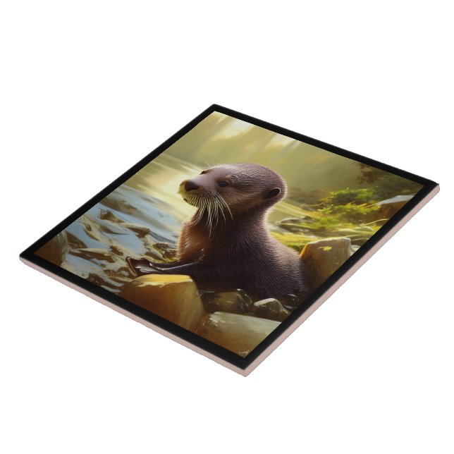 Carreau Portrait de la faune de Baby Otter (Côté)