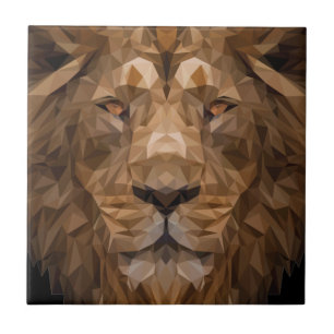 Carreau Portrait de lion géométrique