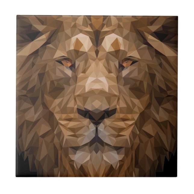 Carreau Portrait de lion géométrique (Devant)