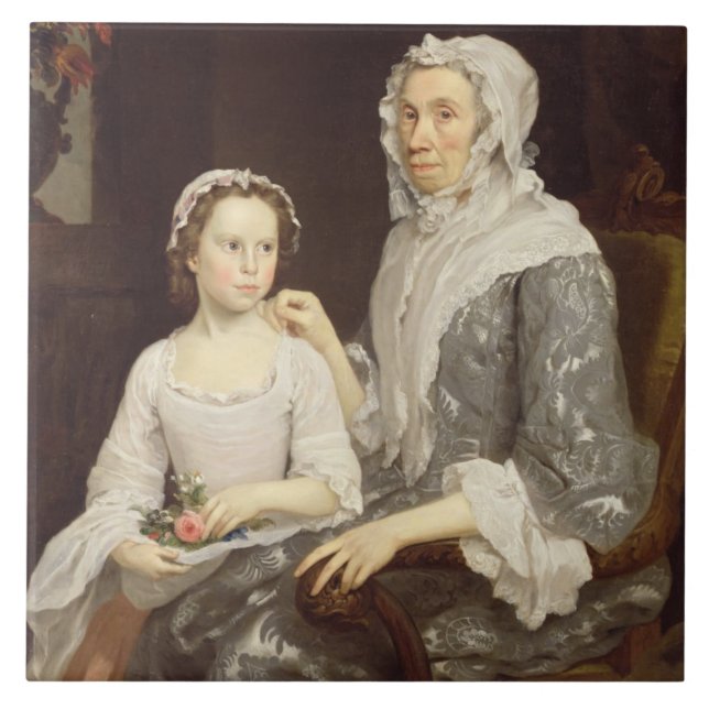 Carreau Portrait de Madame pluse âgé et d'une jeune fille (Devant)