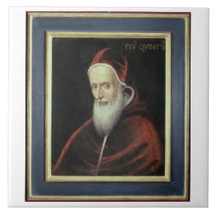 Carreau Portrait de pape Pius V (1504-72) (huile sur la