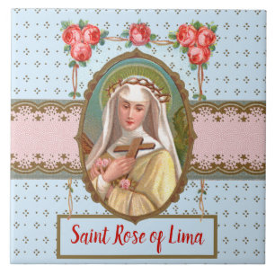 Carreau Portrait de Saint-Rose revêtu de Rose (M 024a)