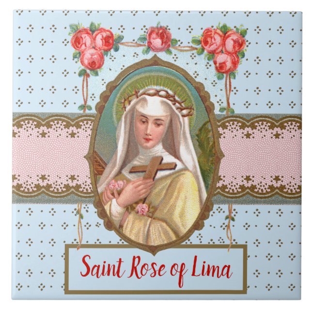 Carreau Portrait de Saint-Rose revêtu de Rose (M 024a) (Devant)