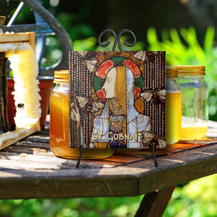 Carreau Portrait de Ste Gobnait, patronne des abeilles,