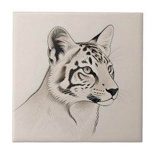 Carreau Portrait détaillé du Lynx en ligne art
