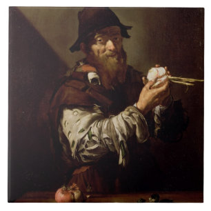 Carreau Portrait d'un vieil homme à un oignon (huile sur