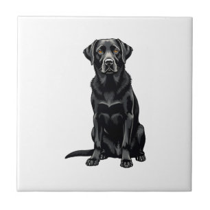 Carreau Portrait Illustré de Chien Labrador Retriever Noir