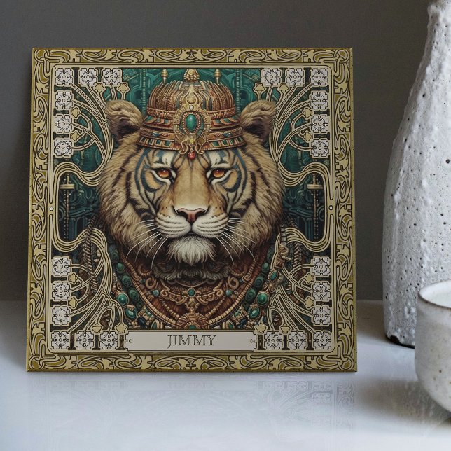 Carreau Portrait personnalisé Tribal Tiger Spirit (Créateur téléchargé)