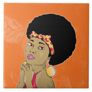 Carreau Portrait rétro de la femme noire