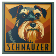 Portrait rétro Schnauzer noir et argent