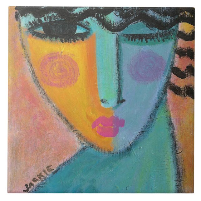 Carreau Portrait secret Abstrait d'une femme (Devant)
