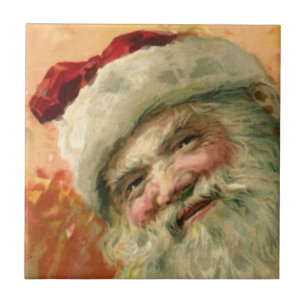Carreau Portrait victorien de Père Noël, Noël vintage