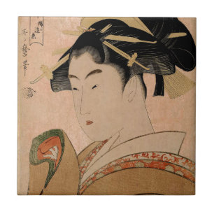Carreau Portrait vintage V de femme d'Ukiyo-e de Japonais