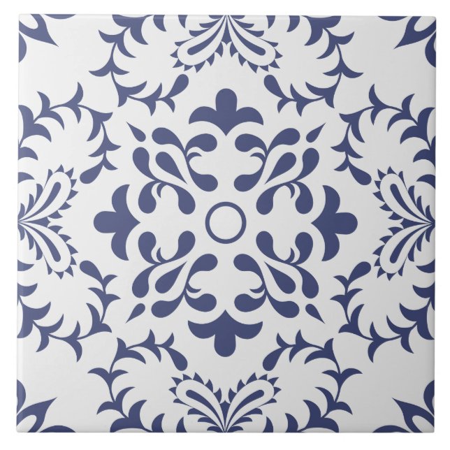 Carreau Portugais contemporain bleu, blanc méditerranéen (Devant)