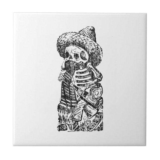 Carreau Posada Calavera avec la moustache et la tequila (Devant)