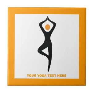 Carreau Pose de yoga noir, orange personnalisé