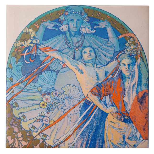 Carreau Poster d'Alphonse Mucha pour le Sokol Festival (19 (Devant)