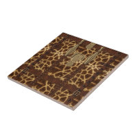 Poster de animal de Giraffe Tribale en Cuir vintag