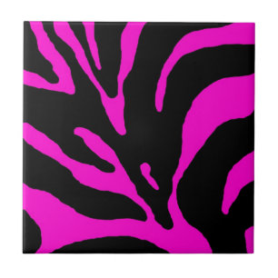 Carreau Poster de animal en bande rose Zebra