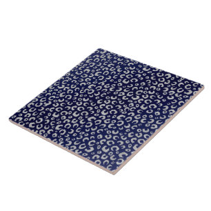 Carreau Poster de animal Leopard Parties scintillant bleu 