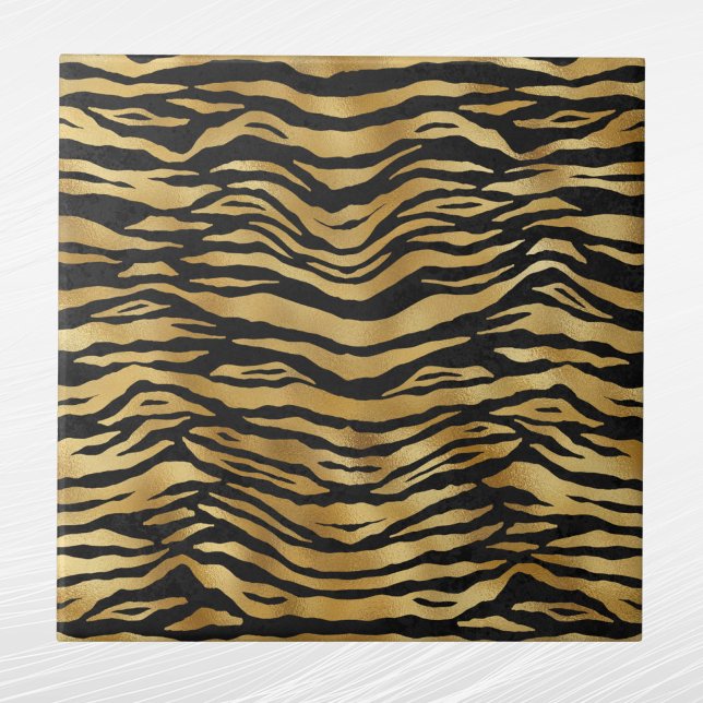Carreau Poster de animal noir Tiger Gold (Créateur téléchargé)