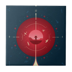 Carreau Poster de l'horloge atomique Deep Space, version r
