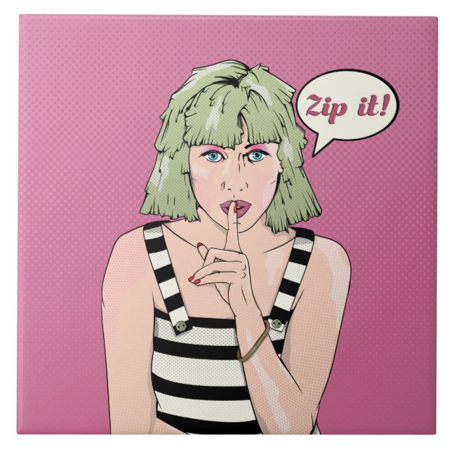 Carreau Poster de style de bande dessinée Zip it (Devant)