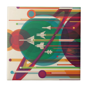 Carreau Poster de Voyage Espace Rétro - Système Solaire Gr