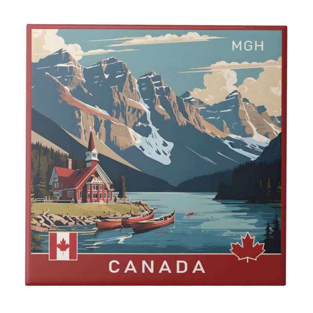 Carreau Poster de voyage sur mesure Monogramme Canada (Devant)