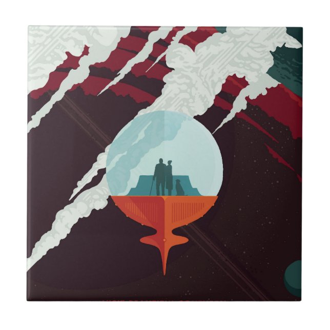 Carreau Poster Espace Rétro Mission Cassini À Saturne (Devant)