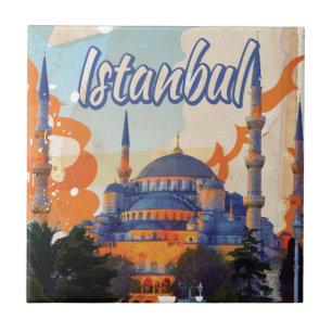 Carreau Poster Vintage voyage d'Istanbul