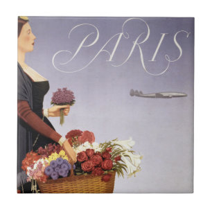 Carreau Poster Vintage voyage, Paris Via Constellation