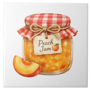 Carreau Pots à aquarelle avec confiture de pêche fraîche e